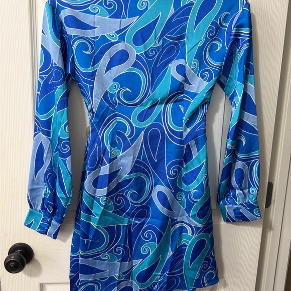 Papermoon Blue & Aqua Swirl Dress with Side Ring Accent - Picture 2 of 10